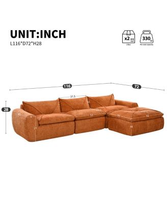 Legless Sofa with High Density Foam, No Assembly Required, Free Combination