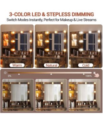 LED Lighted Makeup Vanity Desk with Built-in Power and USB Ports