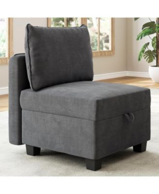 Modular Sectional Sofa with Large Storage Four Seat Couch with Two Ottomans U Shaped Sofa Chenille Upholstery Wooden Frame Living Room