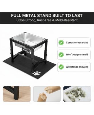 Elevated Dog Water Bowl 4 Adjustable Heights Stainless Steel Stand for Breeds Joint Support