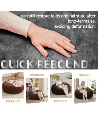 4FT Memory Foam Bean Bag Chair for Adults & Teens - Soft Round Sofa