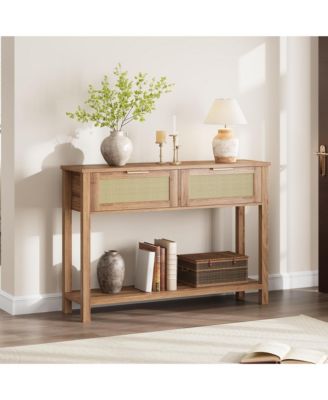 Wooden Console Table with 2 Storage Drawers