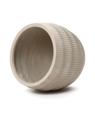 17.5" Dia Round Planter, Large Pots for Plants with Drainage Hole, Modern Wavy Textured Decorative Planter Pots for Indoor Plants