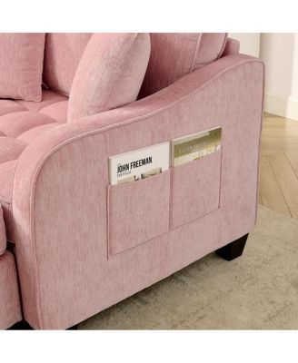  two-seater sofa chaise longue with storage footrest and two pillows
