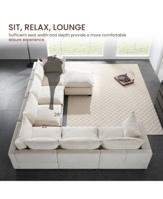 117.5" Modular Sectional Sofa with Movable Storage Ottoman, 7 Seat U Shaped Couch