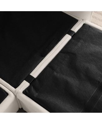  85" Beige Modular Sectional Sofa with Storage Ottoman