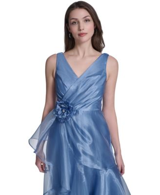 Women's Sleeveless V-Neck Ruffle Gown