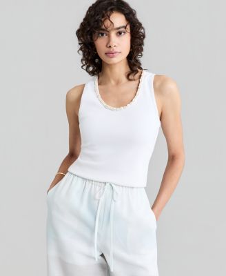 Women's Seashell-Trim Scoop-Neck Tank Top