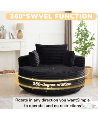 Streamdale 55" Corduroy Foam Swivel Chair, Modern Sleeper, 360 Degree Swivel for Living Room/Bedroom