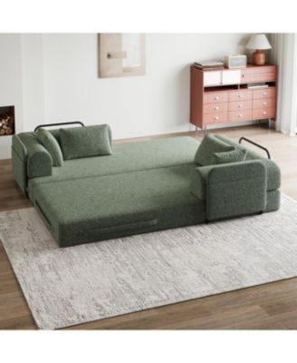 78.7" Convertible Sleeper Sofa Bed with Pillow & Side Pocket