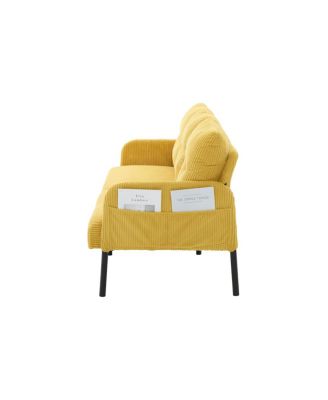 Streamdale Oversized Corduroy Loveseat Sofa with Metal Legs & Side Pockets