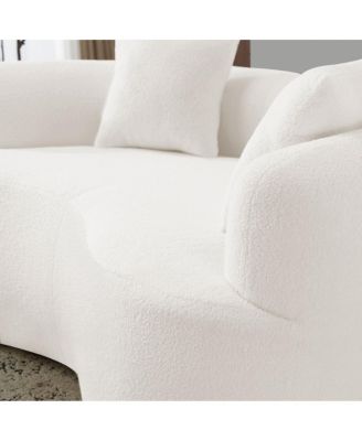 Curved Loveseat Sofa, Teddy Velvet, No-Assembly, 350 lbs Capacity