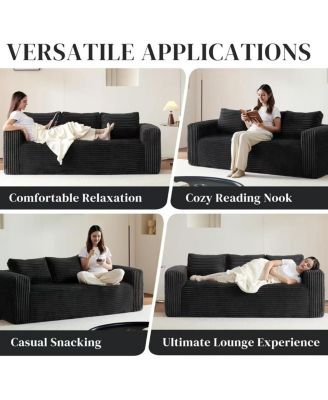 Cloud Loveseat Sofa Couch in a Box, 3 Seater Boneless Couch, Comfy Deep Seat Corduroy Sofa