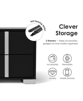 Erina 23.5" Wood Glossy 2-Drawer Nightstand