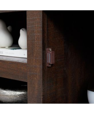 Farmhouse Barn Door TV Stand Media Console Espresso 60.23"W