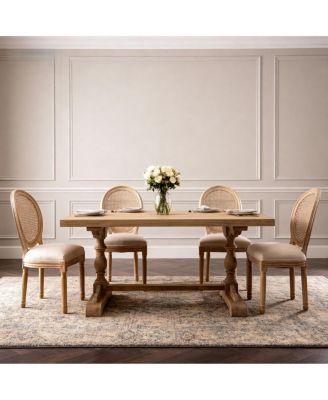 French Style Solid Wood Rattan Back Dining Chair (Set of 2).