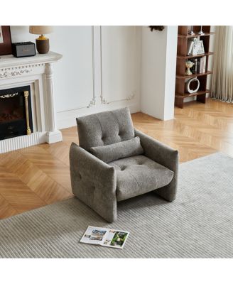 Streamdale Modern Tufted Accent Chair with Velvet Upholstery and Lumbar Pillow