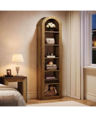 74.8" Tall Arched Bookshelf, 6-Tier Narrow Open Bookcase(1 PC)