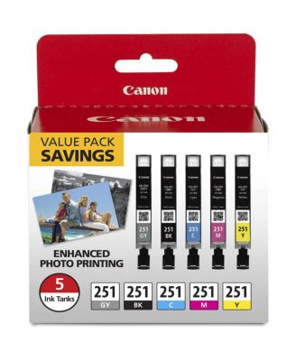 CLI-251 BK/CMYG 5 Ink Color Multi Pack for MG5620, MG6620, MG7520 PIXMA Series Printers