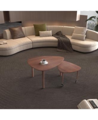 360 Rotatable Coffee Table for Living Room, Solid Wood Legs, Modern Apartment Furniture