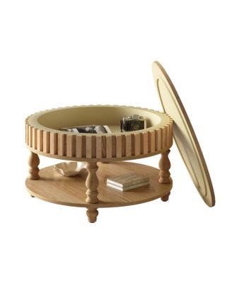 Mid-Century Modern Fluted Coffee Table with Storage