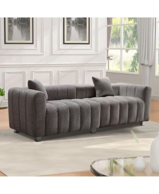 Premium Velvet 3-Seater Sofa with Metal Base and 2 Pillows