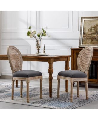Streamdale French Country Rattan Upholstered Dining Chairs