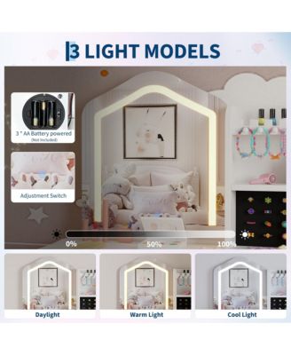 Kids Vanity Table Set with Lighted Mirror and Stool