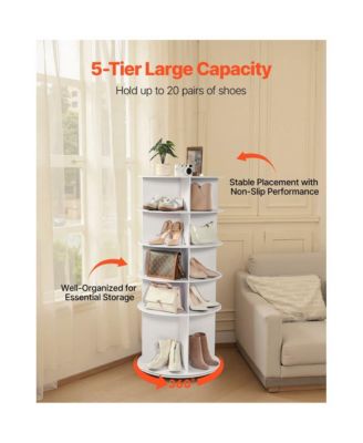 5-Tier Rotating Shoe Rack 360&deg; Spinning Carousel