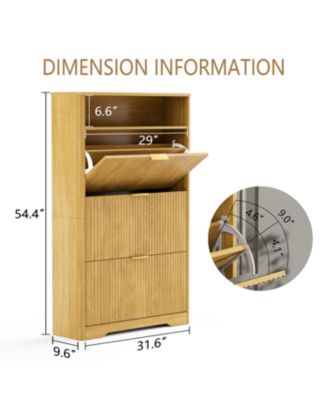 Shoe Cabinet Storage with 3 Flip Drawers, Tall Free Standing Shoe Organizer Rack