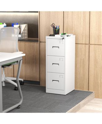 3 Drawer Metal Vertical File Cabinet, Lockable Filing Cabinet with Card Slot, Storage Cabinet for Home Office, Holds A4/Letter/Legal Files