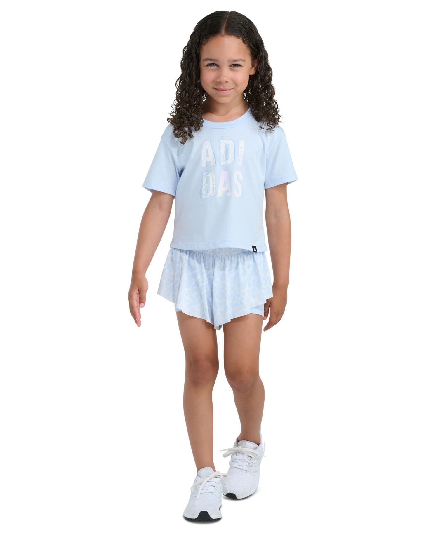 Girls' 2T-6X Short-Sleeve Graphic T-Shirt and Printed Flowy Shorts, 2-Piece Set