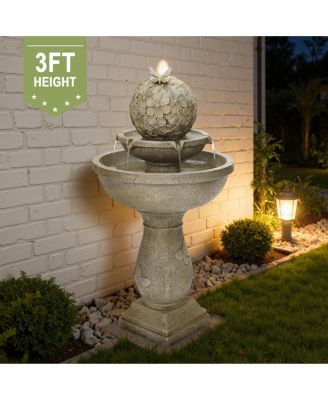 Decorative Garden Birdbath Fountain, Resin Water Feature with Pedestal Design