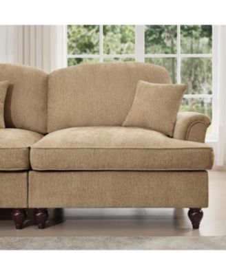 Chenille Sectional Sofa with Ottoman