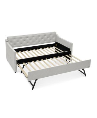 Twin Upholstery DayBed with Pop-up Trundle & USB Charging