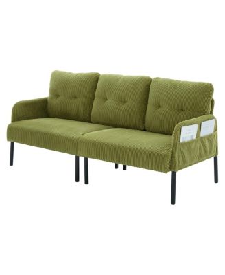 Oversized Corduroy Loveseat Sofa with Metal Legs & Side Pockets