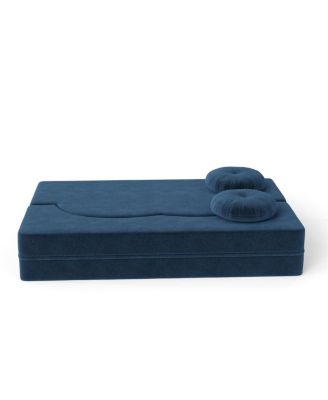  Modern Floor Sofa with 2 Pillows, Convertible Plush Corduroy Sleeper Sofa Bed.