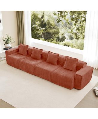 Streamdale Streamlined Deep Seat Modular 4 Seat Boneless Sofa with French Edge Piping,