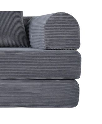 2-in-1 Foldable Sofa Bed, 75 Inch Folding Couch w/ Memory Foam Mattress & 2 Pillows