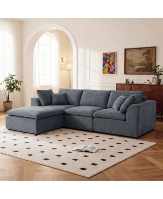 Modern L-Shaped Sectional Sofa with Chaise Lounge, Corduroy Couch