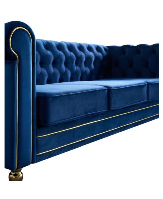  Chesterfield Velvet Sofa 84.65 inch for Living Room