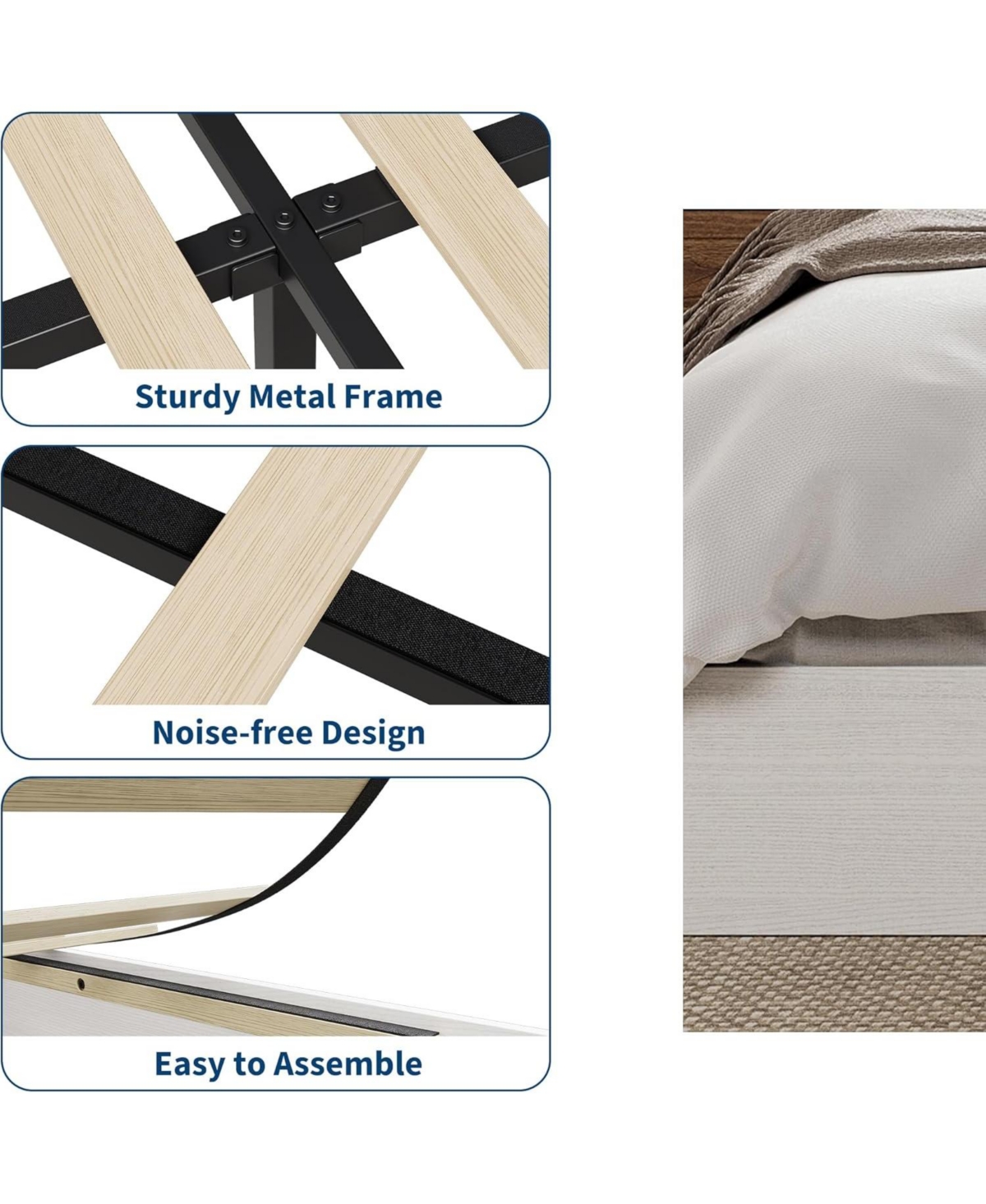 gaomon Wood Platform Bed with Sturdy Wooden Slats, Floor-Standing Bed Frame, Modern Minimalist Design Bed Frame