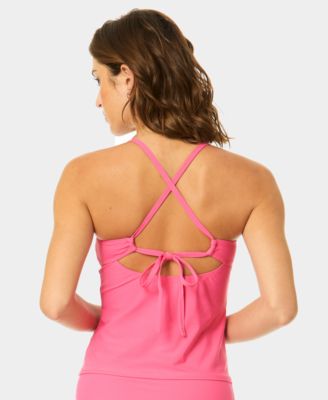 Women's V-Neck Contrast Ruffle Tankini Top