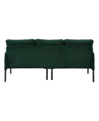 Oversized Corduroy Loveseat Sofa with Metal Legs & Side Pockets