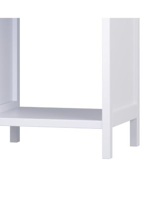 Modern Nightstand with Drawer and Open Shelf, Scalloped Edge Bedside Table