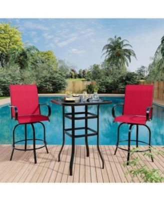 3 PCS Patio Swivel Bar Stools Set, 3 Piece Swivel Outdoor Table and Chairs Bar Set, All Weather Textile Fabric Outdoor High Stool Bistro Set