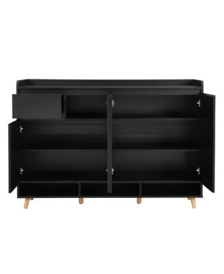 Modern Shoe Cabinet - Minimalist Home Organizer with Adjustable Shelves, Multiple Cabinets and Open Compartments for Entryway, Living Room