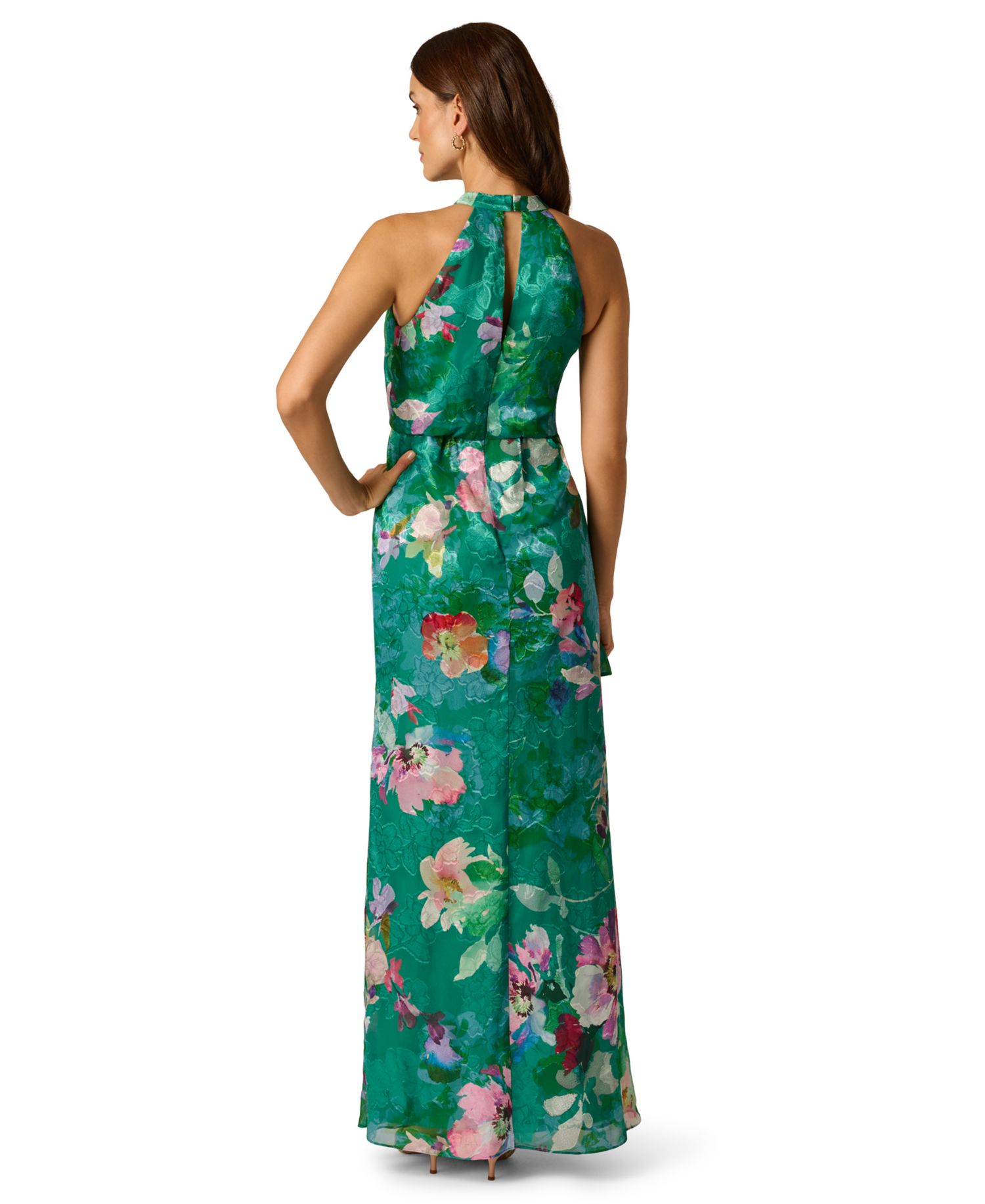 Petite Printed Halter-Neck Mermaid Dress
