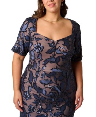 Plus Size Sequin Sweetheart Neck Ball Gown