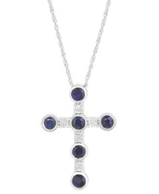 Sapphire (5/8 ct. t.w.) & Diamond Accent Pendent Necklace in Sterling Silver